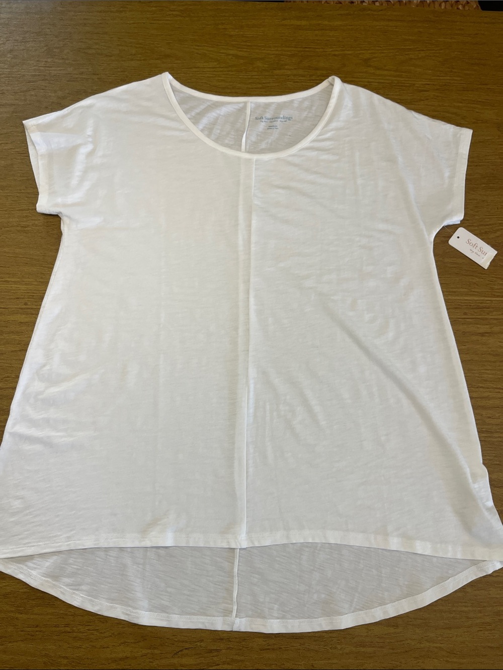 Soft Surroundings White Scoop Neck Short Sleeve Tunic T- Shirt, Scoop Neck, Sz M